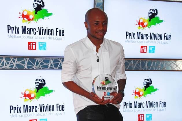Andre Ayew (Olympique Marseille) wird mit dem Prix Marc-Vivien Foe für den besten afrikanischen Spieler der Ligue 1 2014 2015 ausgezeichnet - 18 05 2015 BAPTISTEPERUSAT PANORAMIC 