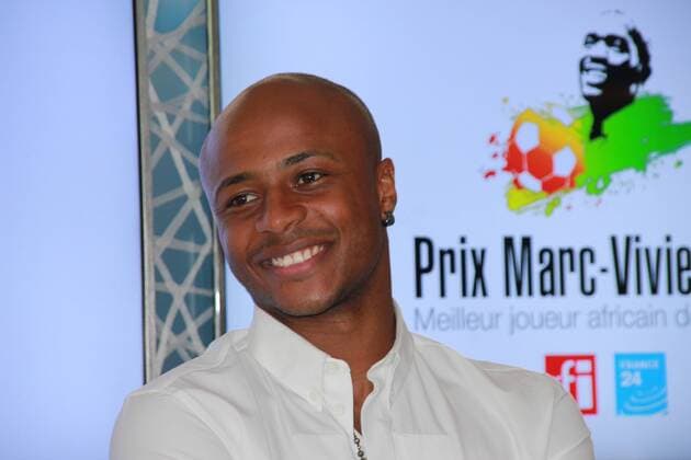 Andre Ayew (Olympique Marseille) wird mit dem Prix Marc-Vivien Foe für den besten afrikanischen Spieler der Ligue 1 2014 2015 ausgezeichnet - 18 05 2015 BAPTISTEPERUSAT PANORAMIC 