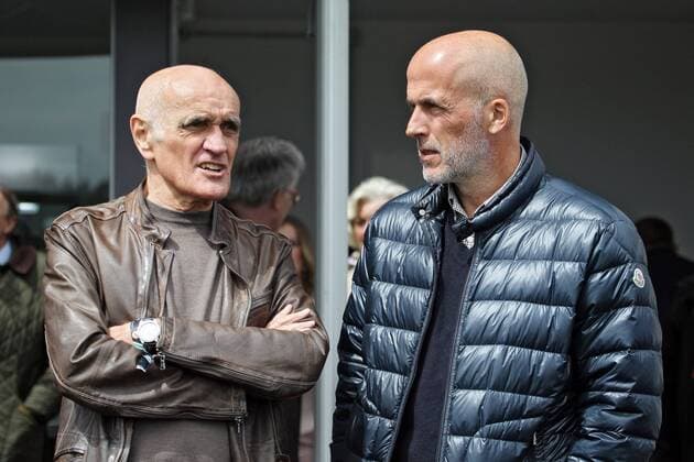 17.05.2015, Hannover, Niedersachsen, GER - Martin Kind (links) und Michael Frontzeck im Portrait. Galopprennbahn Hannover, Neue Bult. (Trainer, Fussball, Hannover 96, Frontzeck, Portrait, Portraet, Kind, Porträt) 188D170515HANNOVER.JPG