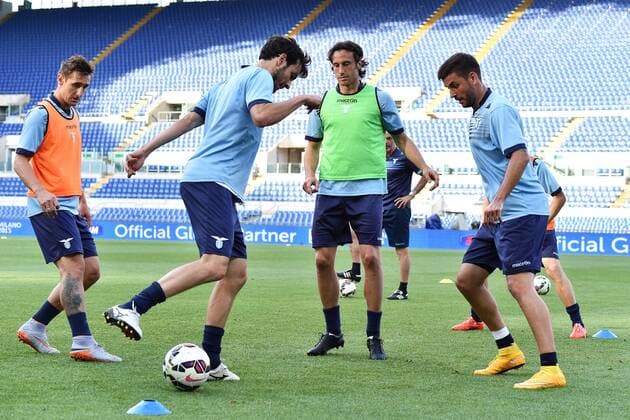 Miroslav Klose, Marco Parolo, Senad Lulic, Filip Djordjevic, Stefano Mauri Roma 19-05-2015 Stadio Olimpico Football Calcio Finale Coppa Italia Italy s cup Final 2014 2015 Juventus Turin vs. Lazio Rom . andreaxstaccioli