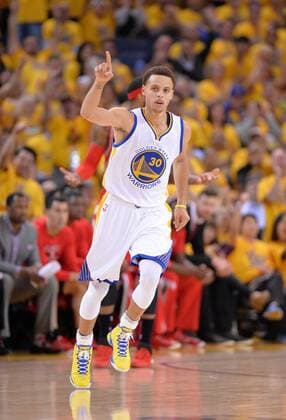May 19, 2015 - Oakland, CA, USA - The Golden State Warriors Stephen Curry celebrates a basket against the Houston Rockets in the ‚ third ‚ quarter in Game 1 of the Western Conference finals at Oracle Arena in Oakland, Calif., on Tuesday, May 19, 2015. The Warriors won, 110-106. Houston at Golden State, Game 1 - ZUMAm67_