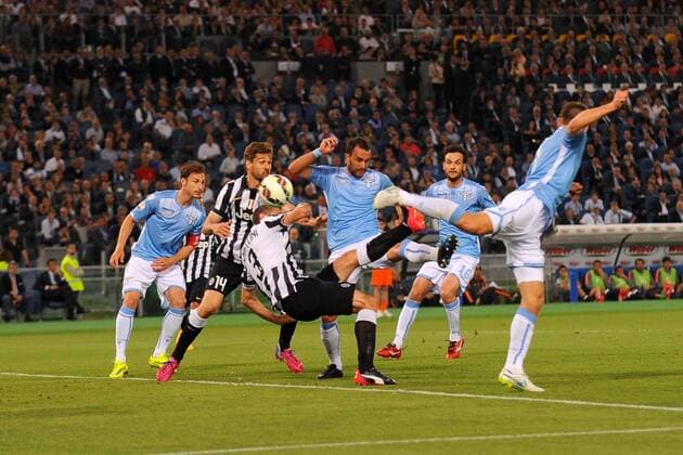 20.05.2015. Rome, Italy. TIM Coppa Italia Final. Lazio versus Juventus. Giorgio Chiellini scores the goal for Juventus for the equaliser at 1-1 xGiuseppexMaffiax  ActionPlus11622368