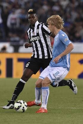 20.05.2015. Rome, Italy. TIM Coppa Italia Final. Lazio versus Juventus. Paul Pogba challenges Du& x161;an Basta xGiuseppexMaffiax  ActionPlus11622385