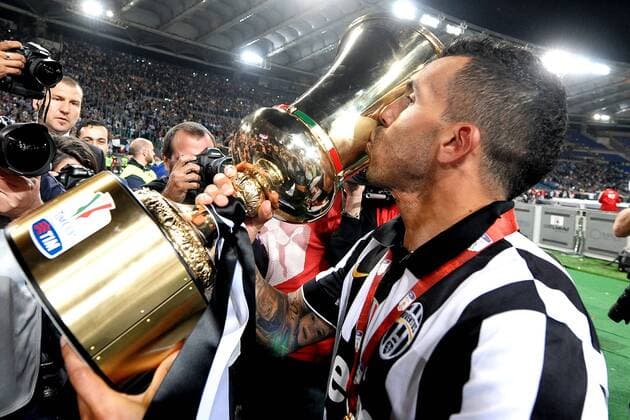 Carlos Tevez Juventus Wins the cup Roma 20-05-2015 Stadio Olimpico Football Calcio Finale Coppa Italia Italy s cup Final 2014 2015 Juventus Turin. andreaxstaccioli