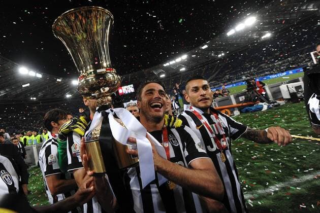 Alessandro Matri Juventus Wins the cup Roma 20-05-2015 Stadio Olimpico Football Calcio Finale Coppa Italia Italy s cup Final 2014 2015 Juventus Turin. andreaxstaccioli
