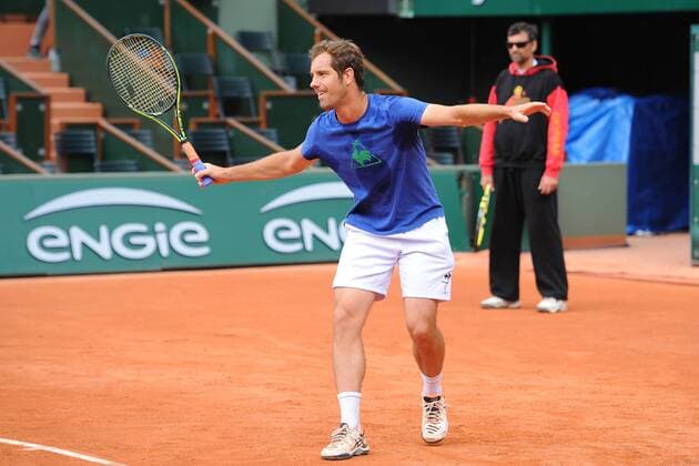 Richard Gasquet (Fra) et Sergi Bruguera TENNIS : Tournoi de Roland Garros 2015 - 21 05 2015 TennisMagazine Panoramic 