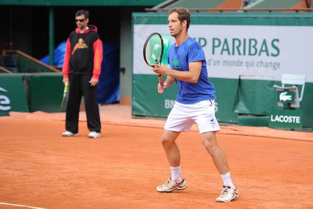 Richard Gasquet (Fra) et Sergi Bruguera TENNIS : Tournoi de Roland Garros 2015 - 21 05 2015 TennisMagazine Panoramic 
