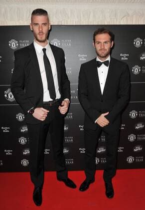 Player of The Year Award David de Gea and Juan Mata attending the Manchester United ManU Player Of The Year Awards 2015, at the Old Trafford in Manchester. MAY 19th 2015  SFLx151571