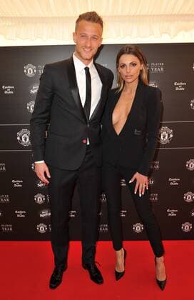 Player of The Year Award Anders Lindegaard and his wife, Misse Beqiri attending the Manchester United ManU Player Of The Year Awards 2015, at the Old Trafford in Manchester. MAY 19th 2015  SFLx151571