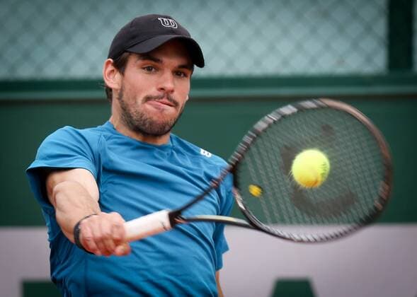 - PARIS, FRANCE: Belgian player Germain Gigounon pictured in action during the tennis match between Belgian Germain Gigounon and Russian Alexander Kudryavtsev, in the second qualification round for the men s singles tournament at the Roland Garros tennis tournament in Paris, France, Thursday 21 May 2015. The qualifications games started already as Roland Garros Grand Slam takes place from 24 May to 07 June 2015. VIRGINIExLEFOUR  x04626726x