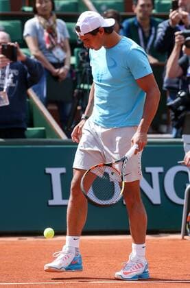 - PARIS, FRANCE: Spanish Rafael Nadal pictured during a training session at the Roland Garros tennis tournament in Paris, France, Thursday 21 May 2015. The qualifications games started already as Roland Garros Grand Slam takes place from 24 May to 07 June 2015. VIRGINIExLEFOUR  x04627003x
