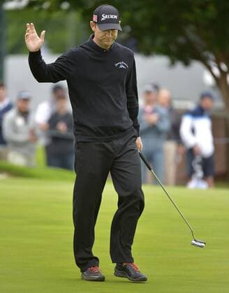 May 21, 2015 - Fort Worth, TX, USA - George McNeill acknowledges the crowd after sinking his putt on the 9th green during the first round at the Crowne Plaza Invitational at Colonial on May 21, 2015 in Fort Worth, Texas. Crowne Plaza Invitational golf - ZUMAm67_