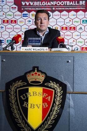 - BRUSSELS, BELGIUM: Belgium s head coach Marc Wilmots pictured during a press conference PK Pressekonferenz of Belgian national soccer team Red Devils, Friday 22 May 2015, in Brussels. Head coach Wilmots will announce the selection for the upcoming Devils games against France and Wales. LAURIExDIEFFEMBACQ  x04628293x