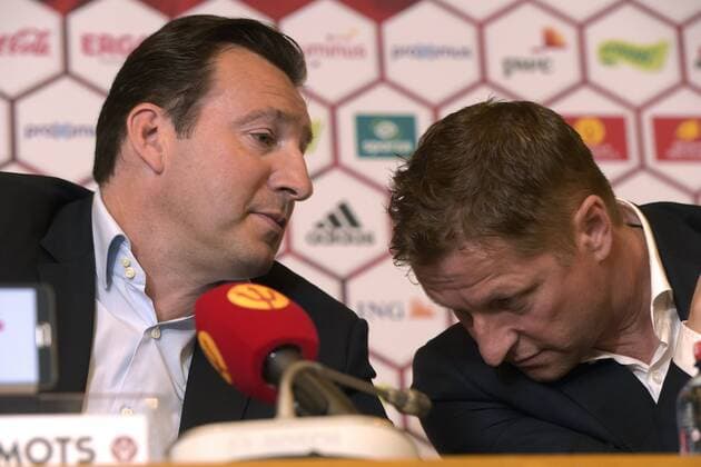 Wilmots Marc ( Coach - Entraineur Belge ) - Borkelmans Vital ( Adjoint ) FOOTBALL : Conference De Presse Marc Wilmots - Bruxelles - 22 05 2015 PhotoNews Panoramic 