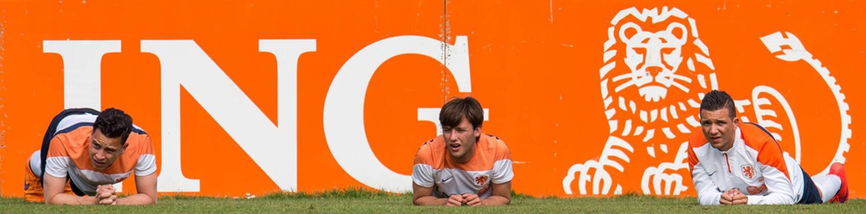 (L-R) Tom Haye of Holland U21 U 21 Joris van Overeem of Holland U21, Brahim Darri of Holland U21 Training Holland U21 Topvoetbal 2014 2015 xVIxGerritxvanxKeulenxIVx 3894278