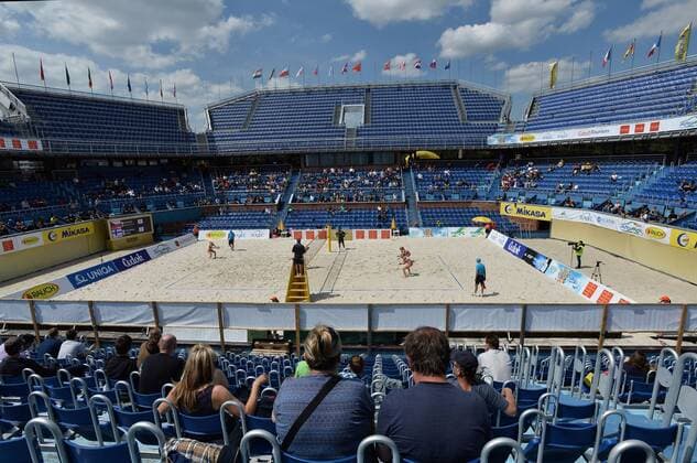 Women Beach volleyball Beachvolleyball World Tour FIVB Prague Open match in Prague, Czech Republic, on Friday, May 22, 2015. (CTKxPhoto KaterinaxSulova) CTKPhotoP201505220516601  suk12
