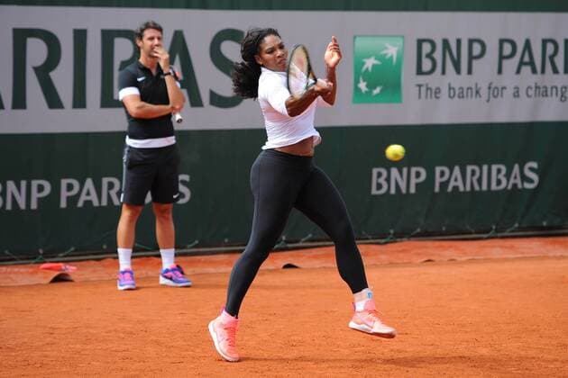 Serena Williams (USA) and Patrick Mouratoglou TENNIS : Tournoi de Roland Garros 2015 - 22 05 2015 TennisMagazine Panoramic 