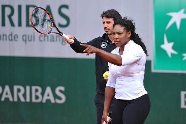 Serena Williams (USA) Patrick Mouratoglou (FRA) TENNIS : Roland Garros 2015 - Internationaux de France - 22 05 2015 TennisMagazine Panoramic 