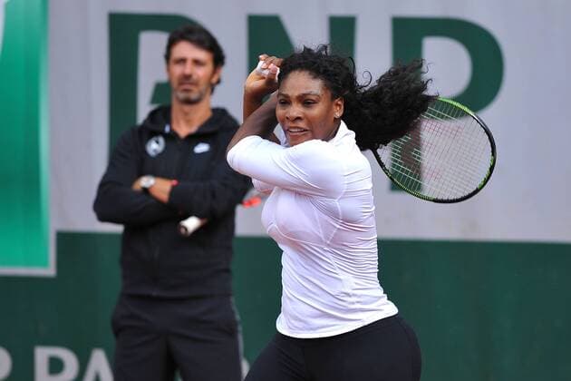 Serena Williams (USA) Patrick Mouratoglou (FRA) TENNIS : Roland Garros 2015 - Internationaux de France - 22 05 2015 TennisMagazine Panoramic 