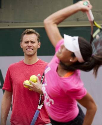 TENNIS - WTA Tennis Damen French Open 2015 PARIS,FRANCE,23.MAY.15 - TENNIS - WTA World Tour, Grand Slam, Roland Garros, French Open, training. Image shows Mats Merkel and Ana Ivanovic (SRB). GEPAxpictures xMatthiasxHauer