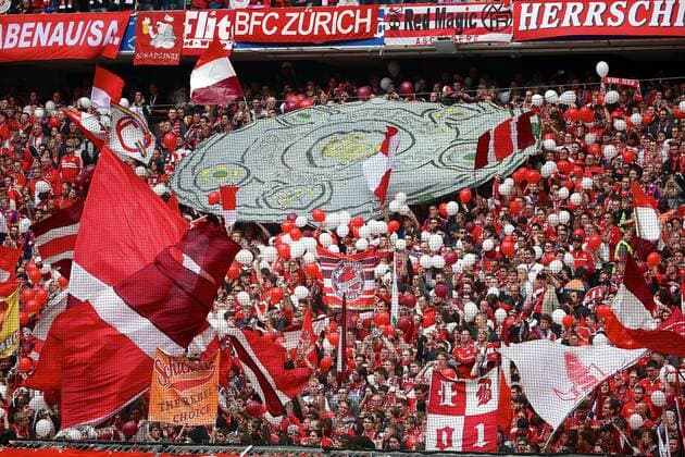 23.05.2015, 1. Bundesliga, Saison 2014 2015, 34. Spieltag in Muenchen, FC Bayern Muenchen - 1. FSV Mainz 05, Suedkurve der Bayern Fans DeFodi09-501-002170