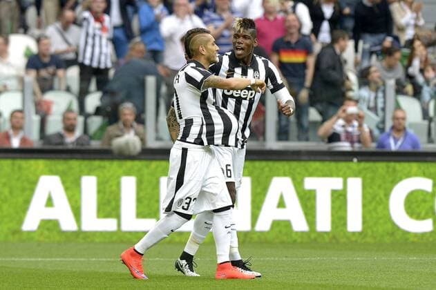 Celebration Roberto Pereyra e Paul Pogba Juventus Turin gol 1-0, goal celebration, - 23-05-2015, , Football Calcio 2014 2015 serie A ITA Football , Juventus Turin - Napoli SSC , Foto FilippoxAlfero Insidefoto filippoxalfero