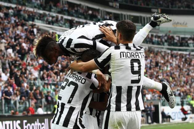 May 23, 2015 - Turin, Italy - Juventus midfielder Roberto Pereyra (37) celebrates with his teammates after scoring his goal during the Serie A football match n.37 JUVENTUS - NAPOLI on 23 05 15 at the Juventus Stadium in Turin, Italy. Copyright 2015 Matteo Bottanelli Juventus - Napoli  - ZUMAn230