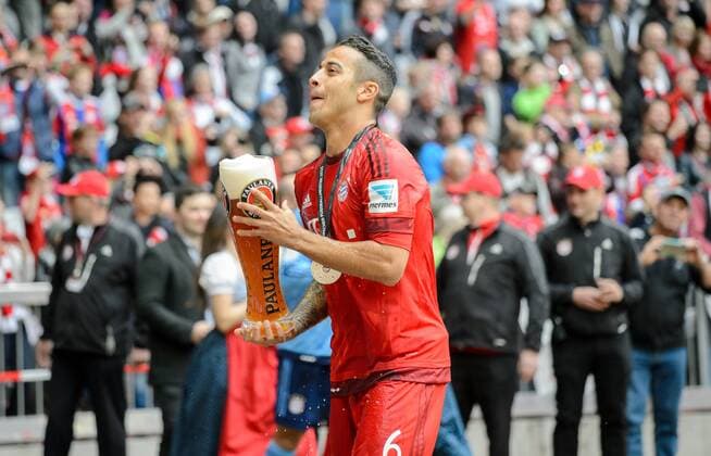 23. Mai 2015: Muenchen, Allianz Arena: Fussball 1. Bundesliga, 34. Spieltag: FC Bayern Muenchen - FSV Mainz 05: Muenchens Thiago Alcantara.