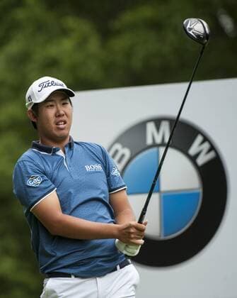 24.05.2015. Wentworth, England. BMW PGA Golf Herren Golf Championship. Final Round. Byeong Hun An KOR starts the day tied first with Francesco Molinari ITA . Tee shot 3rd hole during the final round of the 2015 BMW PGA Championship from The West Course Wentworth Golf Club xStephenxBartholomewx  ActionPlus11623499
