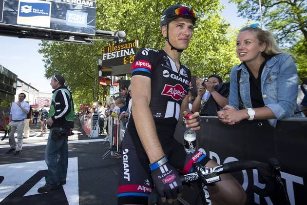 - ROTTERDAM, NETHERLANDS: German Marcel Kittel of Team Giant-Alpecin and his girlfriend Tess von Piekartz pictured after the second and last stage of the fourth edition of the World Ports Cycling Classic, 164 km from Antwerpen to Rotterdam, Sunday 24 May 2015 in Rotterdam. KRISTOFxVANxACCOM  x04630203x