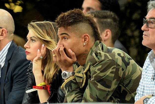 Aktuell Fußball, Italien, Serie A, Kevin-Prince Boateng auf der Tribüne bei AC Mailand IPP20150524 Football - soccer: Serie A, AC Mailand - FC Turin, Melissa Satta con Kevin Prince Boateng in tribuna xHOCHxZWEIx xItalyxPhotoxPressx 