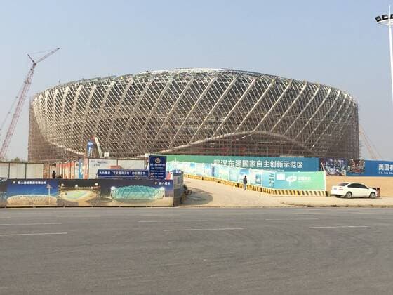 The Wuhan Optical Valley International Tennis Center is under construction in Wuhan city, central China s Hubei province, 28 December 2014.  pbu213847_10