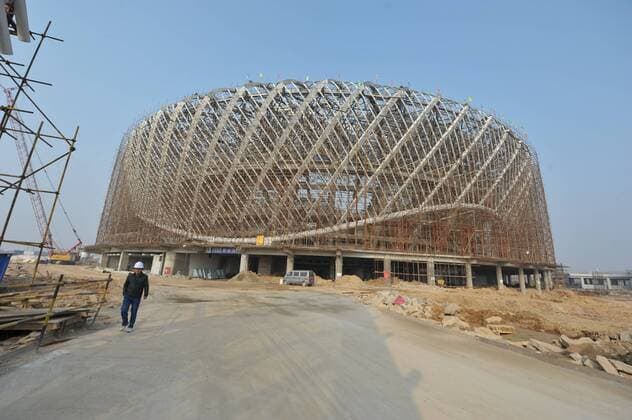 The Wuhan Optical Valley International Tennis Center is under construction in Wuhan city, central China s Hubei province, 28 December 2014.  pbu213847_12