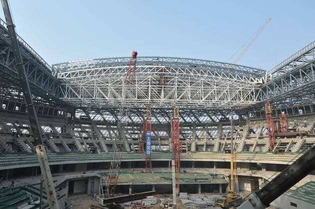 The Wuhan Optical Valley International Tennis Center is under construction in Wuhan city, central China s Hubei province, 28 December 2014.  pbu213847_14