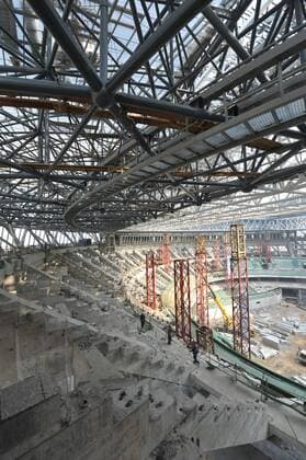 The Wuhan Optical Valley International Tennis Center is under construction in Wuhan city, central China s Hubei province, 28 December 2014.  pbu213847_20