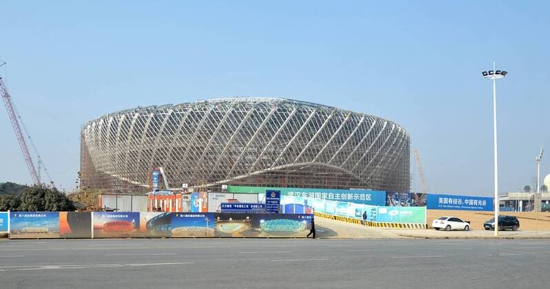 The Wuhan Optical Valley International Tennis Center is under construction in Wuhan city, central China s Hubei province, 28 December 2014.  pbu213847_21