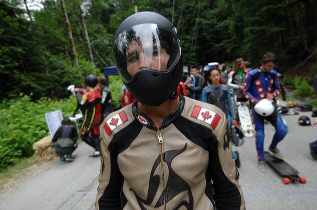 (150525) -- SQUAMISH, May 24, 2015, -- Kevin Reimer of Canada poses during the 8th annual Britannia Classic International Longboard Race in Squamish, BC, Canada, May 24, 2015. ) (SP)CANADA-SQUAMISH-LONGBOARD RACE SergeixBachlakov 