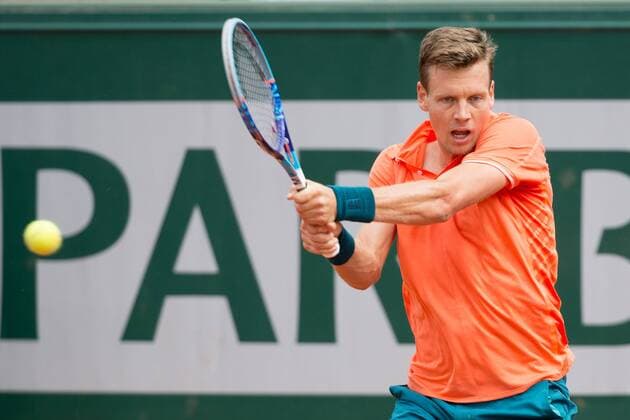 May 25, 2015: Tomas Berdych (CZE) in action in a 1st round match against Yoshihito Nishioka (JPN) on day two of the 2015 French Open tennis tournament at Roland Garros in Paris, France. Sydney Low Cal Media. Tennis 2015: French Open MAY 25 - ZUMAc04_