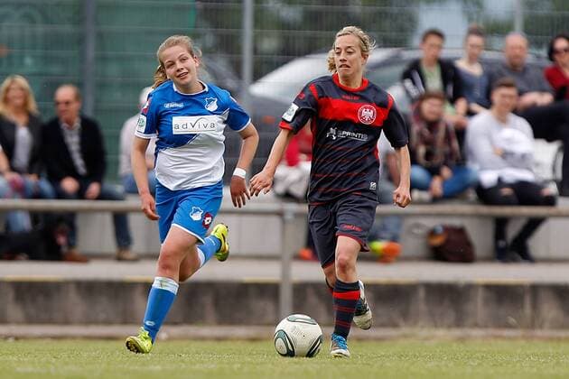 v.li.: Janita Rothermel (TSG 1899 Hoffenheim Damen II), Carina Schlangen (ETSV Würzburg), Fussball, 2. Frauen-Bundesliga Süd, TSG 1899 Hoffenheim II - ETSV Würzburg, xfsx