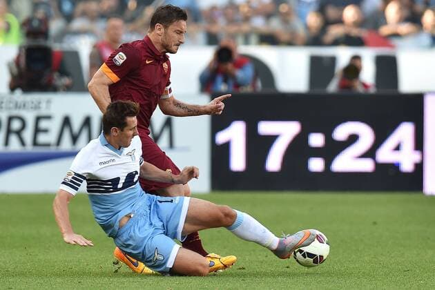 Francesco Totti Roma, Miroslav Klose Lazio Roma 25-05-2015 Stadio Olimpico Football Calcio Serie A 2014 2015 Lazio - AS Roma. andreaxstaccioli