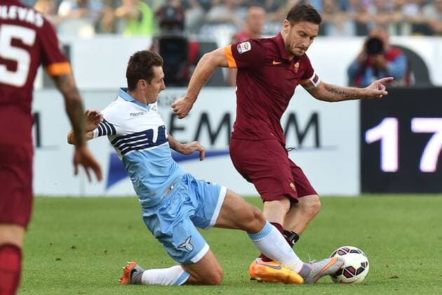 Aktuell Fußball, Italien, Serie A, Lazio Rom - AS Rom Francesco Totti Roma, Miroslav Klose Lazio Roma 25-05-2015 Stadio Olimpico Football Calcio Serie A 2014 2015 Lazio - AS Roma. andreaxstaccioli