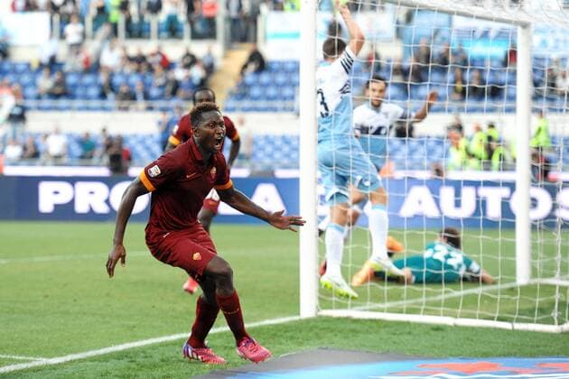 Mapou Yanga-Mbiwa Roma goal celebration 1-2 Roma 25-05-2015 Stadio Olimpico Football Calcio Serie A 2014 2015 Lazio - AS Roma. andreaxstaccioli