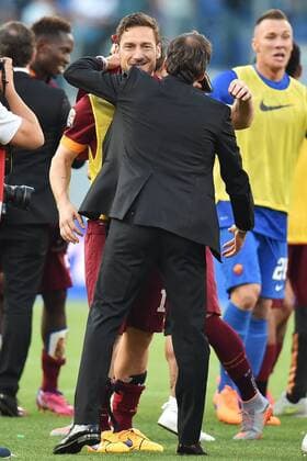 Aktuell Fußball, Italien, Serie A, Lazio Rom - AS Rom Francesco Totti Roma, Rudi Garcia Roma 25-05-2015 Stadio Olimpico Football Calcio Serie A 2014 2015 Lazio - AS Roma. andreaxstaccioli