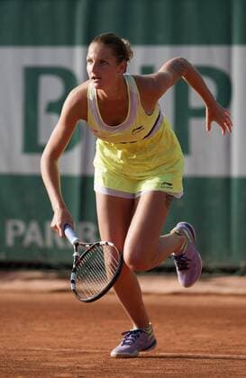 PARIS, FRANCE - MAY 25: (CHINA OUT) Karolina Pliskova of Czech Republic in action during her Women s Singles match against Zhang Shuai of China on day two of the 2015 French Open at Roland Garros on May 25, 2015 in Paris, France.  CFP468057354 