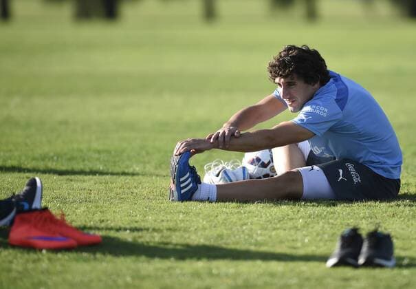 CANELONES, May 25, 2015 -- Mathias Corjuo of Uruguay s national soccer team attends a training session in the sports complex Uruguay Celeste in Canelones, 30km away from Montevideo, capital of Uruguay, on May 25, 2015. Uruguay s National Soccer Team is training for the Copa America 2015, to be held from June 11 to July 4 in Chile. Nicolas Celaya) (da) (SP)URUGUAY-CANELONES-COPA AMERICA-TRAINING e NICOLASxCELAYA 