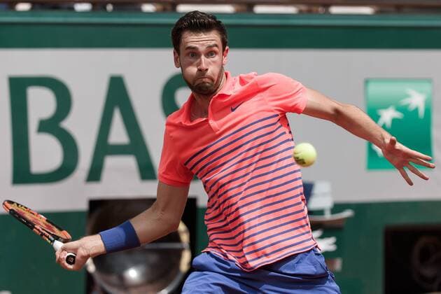 May 26, 2015: Quentin Halys (FRA) in action in a 1st round match against Rafael Nadal (ESP) on day three of the 2015 French Open tennis tournament at Roland Garros in Paris, France. Sydney Low Cal Media. Tennis 2015: French Open MAY 26 - ZUMAc04_