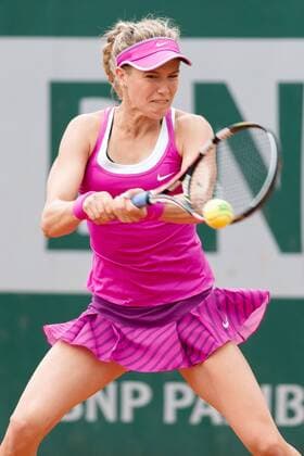May 26, 2015: Eugenie Bouchard (CAN) in action in a 1st round match against Kristina Mladenovic (FRA) on day three of the 2015 French Open tennis tournament at Roland Garros in Paris, France. Mladenovic won 64 64. Sydney Low Cal Media. Tennis 2015: French Open MAY 26 - ZUMAc04_