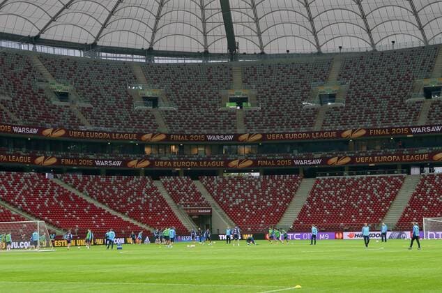 SOCCER - EL, Dnipro vs Sevilla WARSAW,POLAND,26.MAY.15 - SOCCER - UEFA Europa League, final, FK Dnipro Dnipropetrovsk vs FC Sevilla, final training Dnipro. Image shows the team of Dnipro in the National Stadium. GEPAxpictures xChristianxWalgram