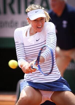 - PARIS, FRANCE: Russian Maria Sharapova pictured in action during a tennis match between Russian Maria Sharapova and Russian Vitalia Diatchenko in round 2 of the women s singles at the Roland Garros tennis tournament, in Paris, France, Wednesday 27 May 2015. Roland Garros Grand Slam takes place from 24 May to 07 June 2015. VIRGINIExLEFOUR  x04631390x