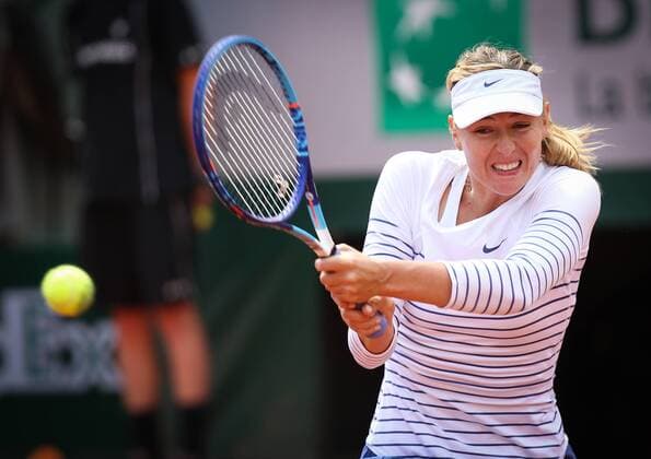 - PARIS, FRANCE: Russian Maria Sharapova pictured in action during a tennis match between Russian Maria Sharapova and Russian Vitalia Diatchenko in round 2 of the women s singles at the Roland Garros tennis tournament, in Paris, France, Wednesday 27 May 2015. Roland Garros Grand Slam takes place from 24 May to 07 June 2015. VIRGINIExLEFOUR  x04631397x